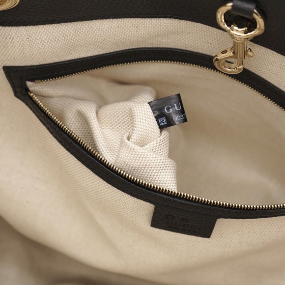 Gucci Soho Chain Tote Shoulder Bag Black Leather New - Picture 9 of 9